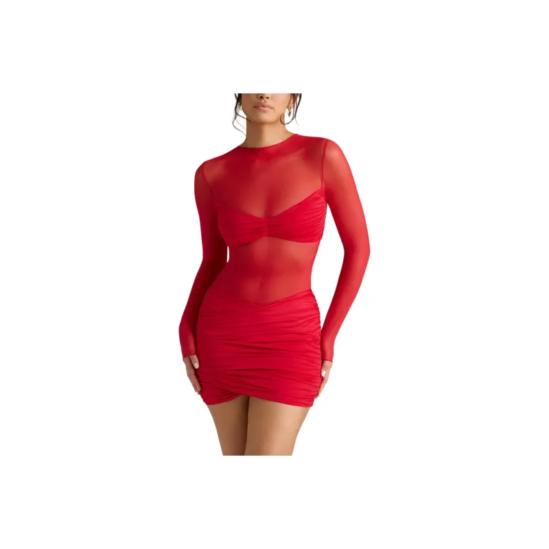 OH POLLY ESSIE Long-Sleeved Dresses Women's Fire Red-0