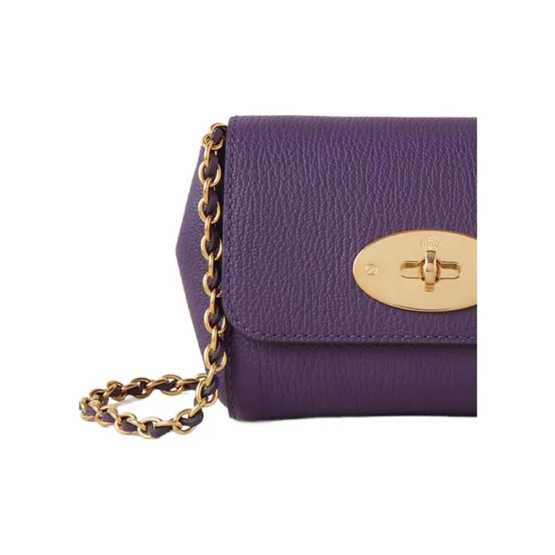 Mulberry Lily Cow Leather Messenger Bag, Crossbody Bag, Shoulder Bag Mini Women's Purple-3