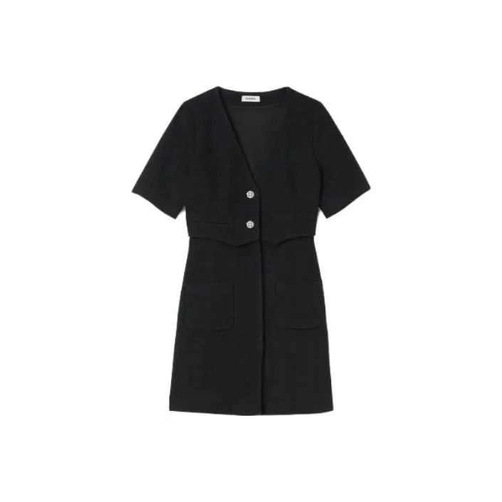 Sandro Layered Tweed Minidress-0
