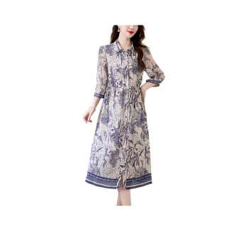 Ink Beauty Long Sleeved Dresses Women's Blue