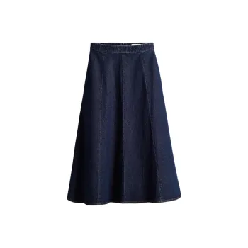 H&M Denim Long Skirts Women's Dark Denim Blue