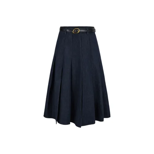 URBAN REVIVO Denim Long Skirt Women's Blue