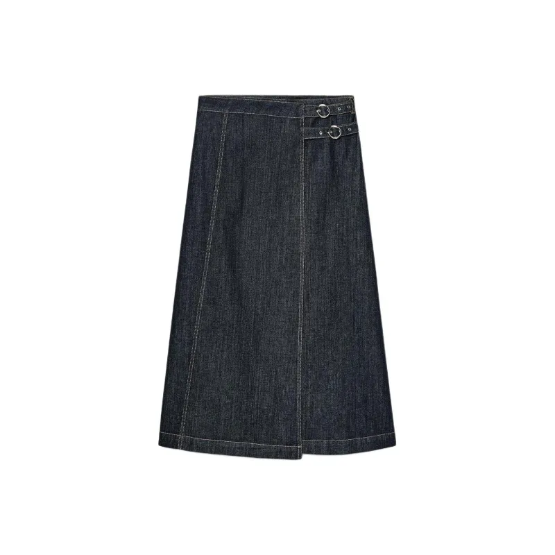 ZARA Denim Long Skirts Women's Blue-0