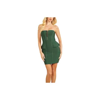 GUESS Elena Strapless Bandage Dress Sleeveless Dress Women's Green
