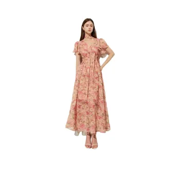 DPLAY Short Sleeved Dress Women's Pink Undertone Rose Garden