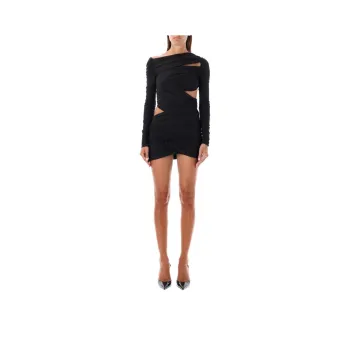 The Attico Wrap Ruched Mini Dress