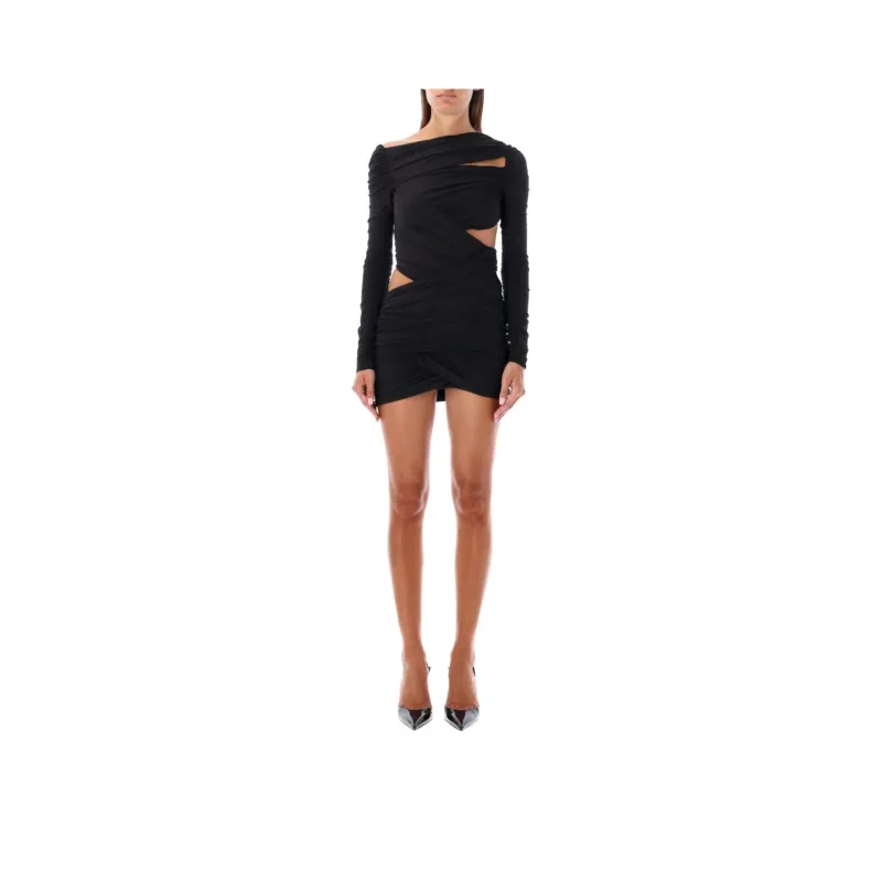 The Attico Wrap Ruched Mini Dress-0
