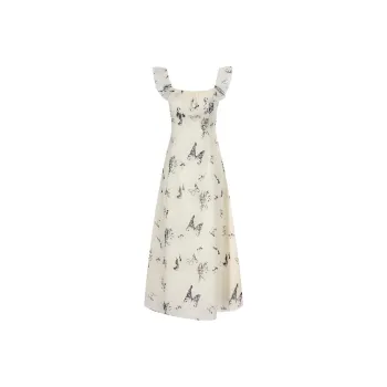 TASTILY Short Sleeved Dresses Women's Ecru