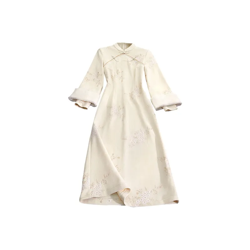 TOUCH Long Sleeved Dresses Women's Beige Apricot-0