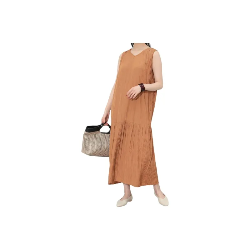 Beams V Neck Washer Dress Sleeveless Dress Women's-3