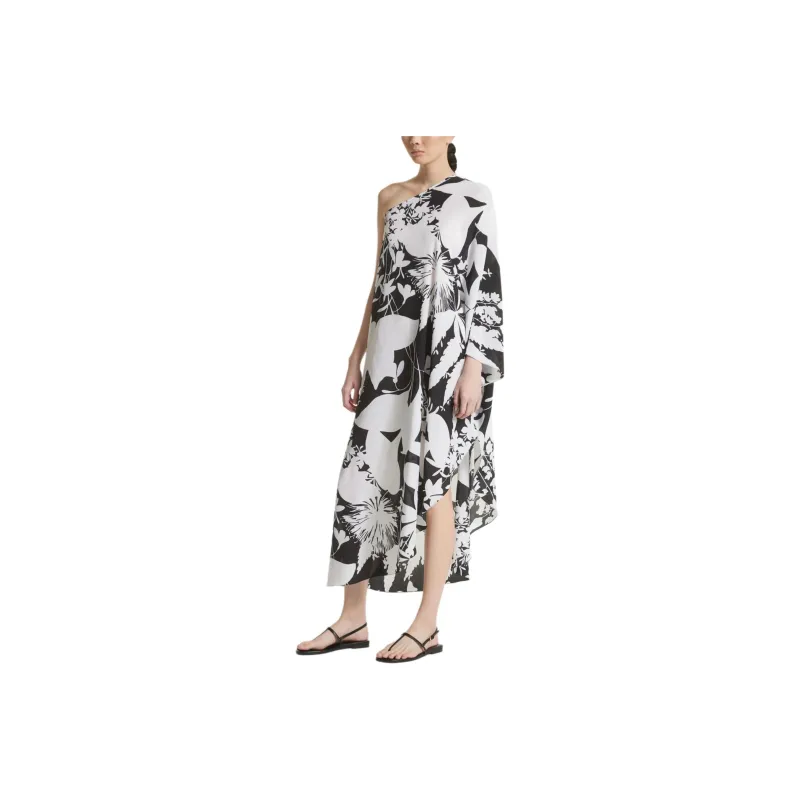 MICHAEL KORS Shadow Floral Organic Silk Crepe De Chine One-Shoulder Caftan-0