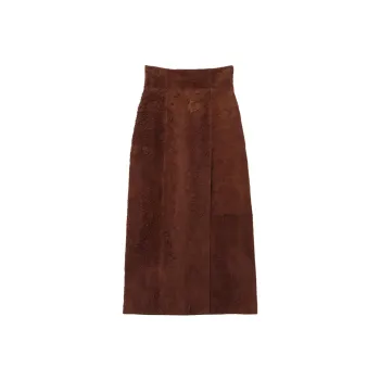 Alexander McQueen High Waist Front Slit Midi Skirt
