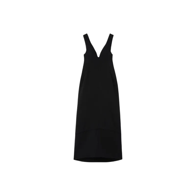 JIL SANDER Sweetheart neck Wool Maxi Dress-0