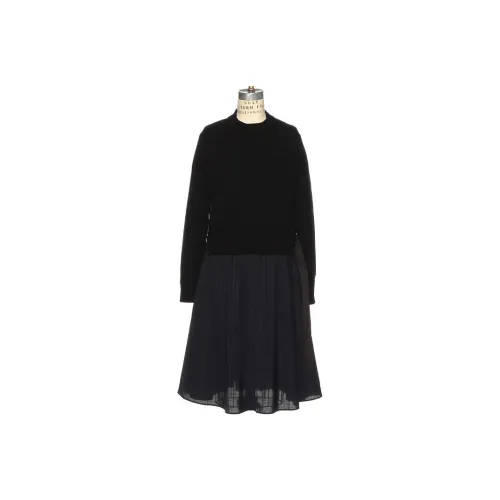 Sacai Barneys New York Silver Seat Flagship Store 20th Anniversary Commemoration Series Long-Sleeved Dresses Women's Black