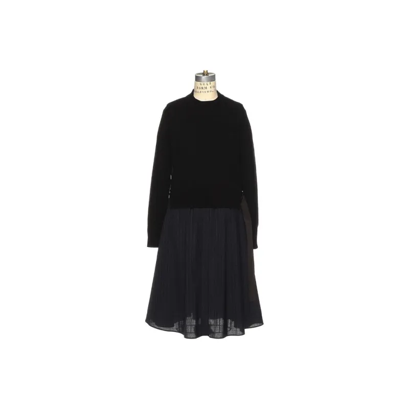 Sacai Barneys New York Silver Seat Flagship Store 20th Anniversary Commemoration Series Long-Sleeved Dresses Women's Black-0