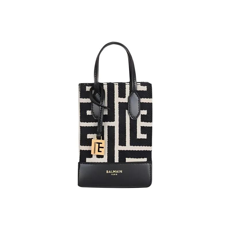 BALMAIN Calfskin Handbag Shoulder Bag Crossbody Bag Mini Women's Black-0