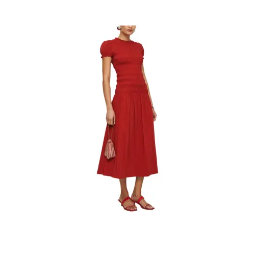 REFORMATION Kiria Dress Short-Sleeved Dresses Women's PARTICULAR COLOR Of LIPSTICK