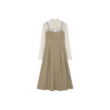 Mo Han Yi Mei Long Sleeved Dress Women's Light Khaki