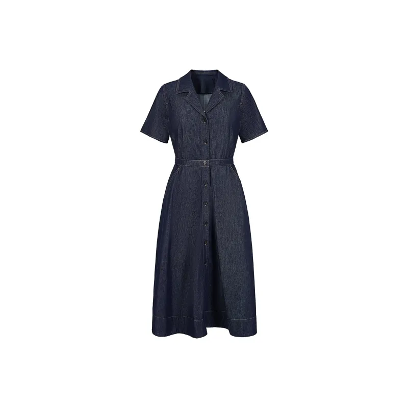 JZ. ANNAKRO Short Sleeved Dress Women's Dark Blue-0