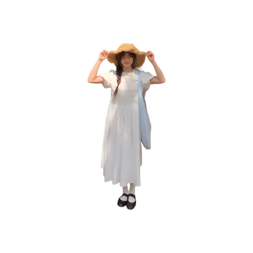 HUOLIDEDITU Short Sleeved Dress Women's White