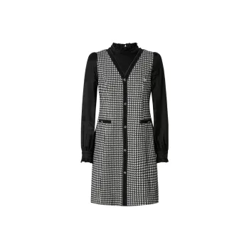JZ. ANNAKRO Long Sleeved Dress Women's Plaid Black