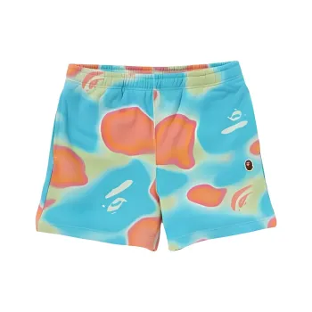 A BATHING APE Liquid Camo Shark Sweat Shorts Purple
