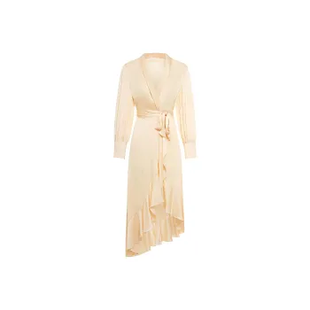 Zimmermann V-Neck Asymmetric Hem Midi Dress