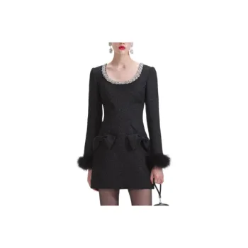 Self portrait Long Sleeved Dresses Women's Classic Black