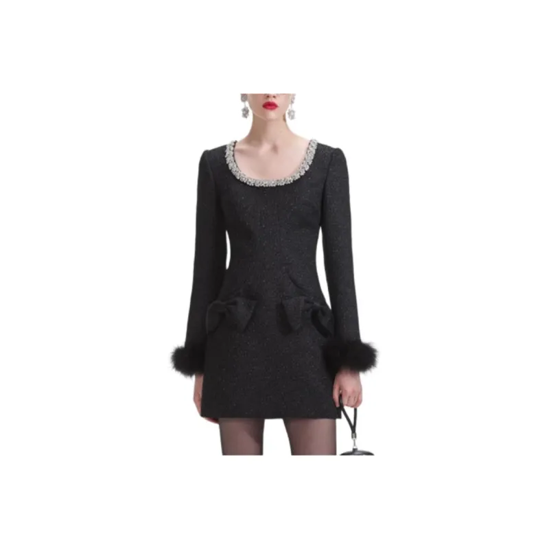 Self portrait Long Sleeved Dresses Women's Classic Black-0