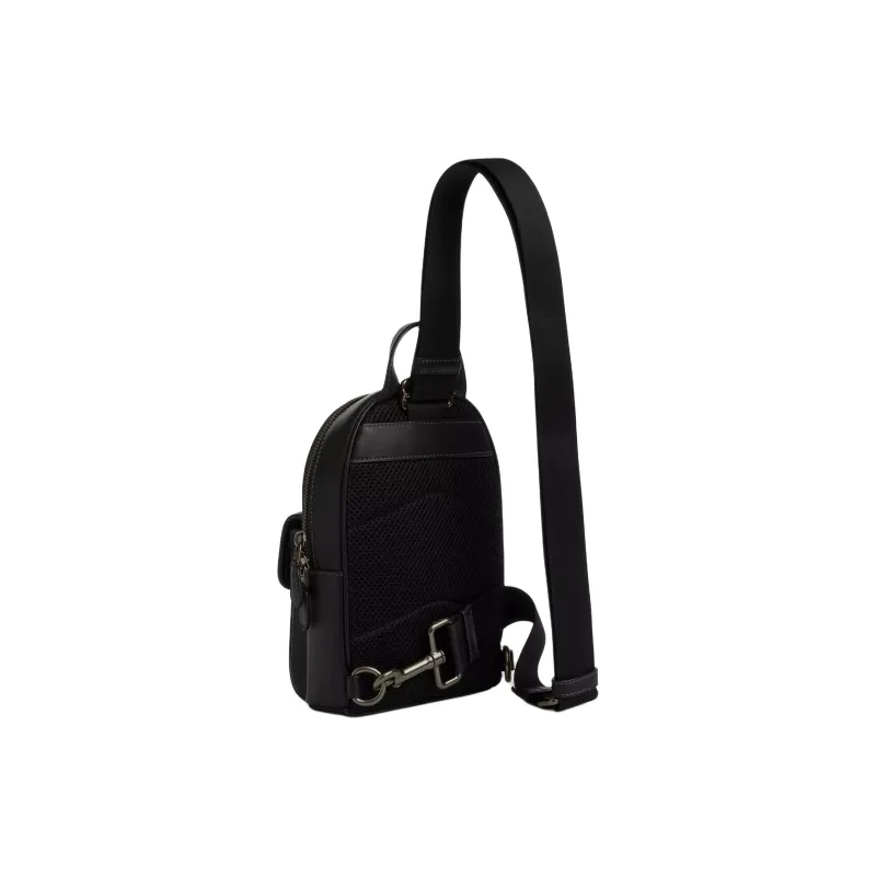 COACH Turnlock Calfskin Sling Bag Small Size Men's Black-1