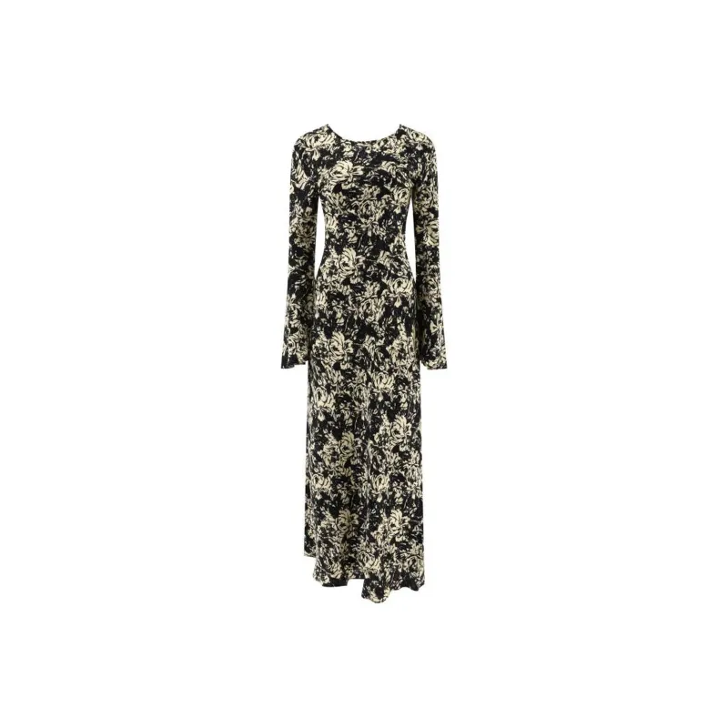 GANNI Flan Printed Satin Maxi Dress-0