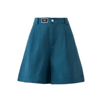 You Cow Me Pants Casual Shorts Women's Turkish Blue