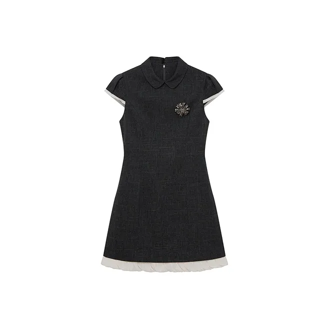 D'zzit Short Sleeved Dress Women's Dark Gray-0