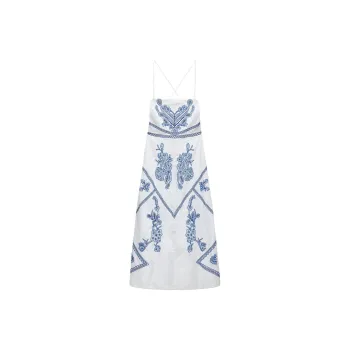 ZARA ZW Series Slip Dresses Women's White/Blue