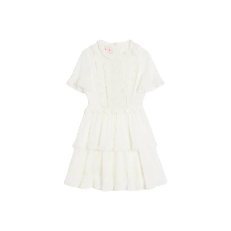 Valentino SS25 Short Sleeved Dress Women's White-0