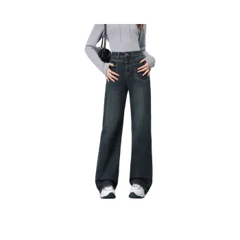 FAWENXIANGZI Jeans Women's Vintage Blue
