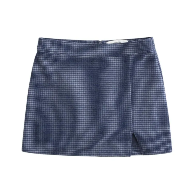 Hollister Casual Shorts Women's Blue Plaid-0