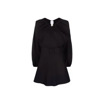 Patou Balloon Sleeved V Neck Mini Dress