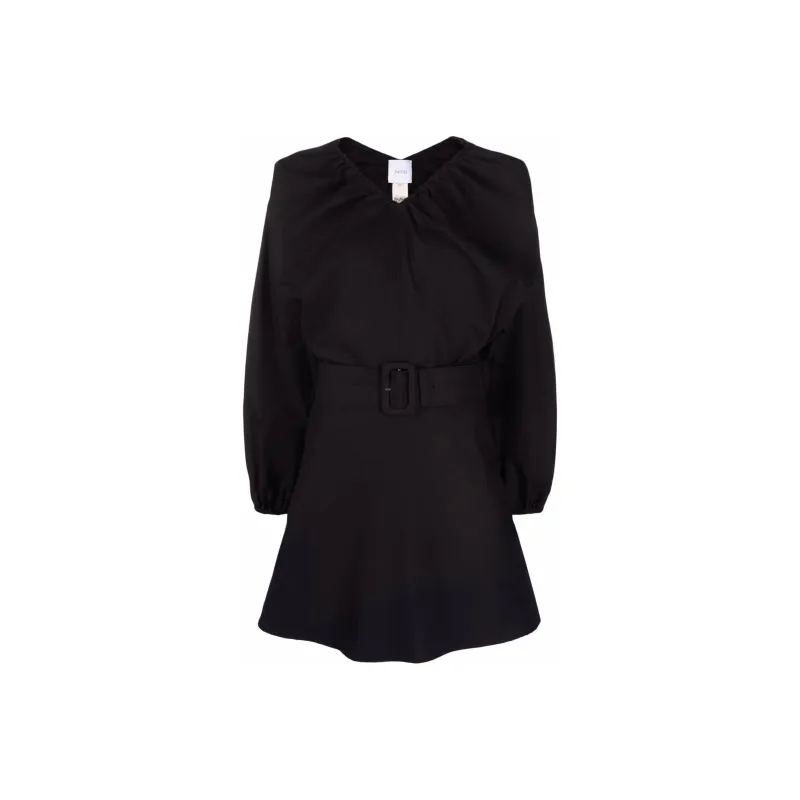 Patou Balloon Sleeved V Neck Mini Dress-0