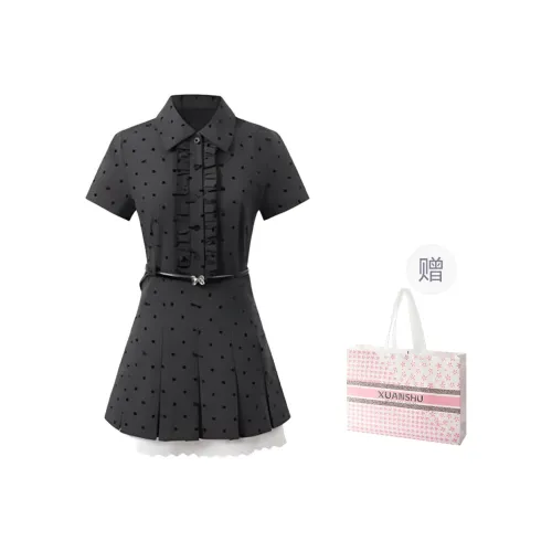 XUANSHU Short Sleeved Dress Women's Gray