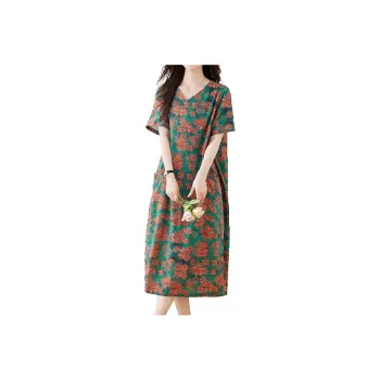 Mapping Short-Sleeved Dresses Women's Green