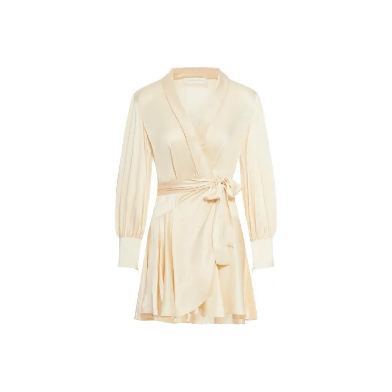 Zimmermann V Neck Satin Wrap Dress-0