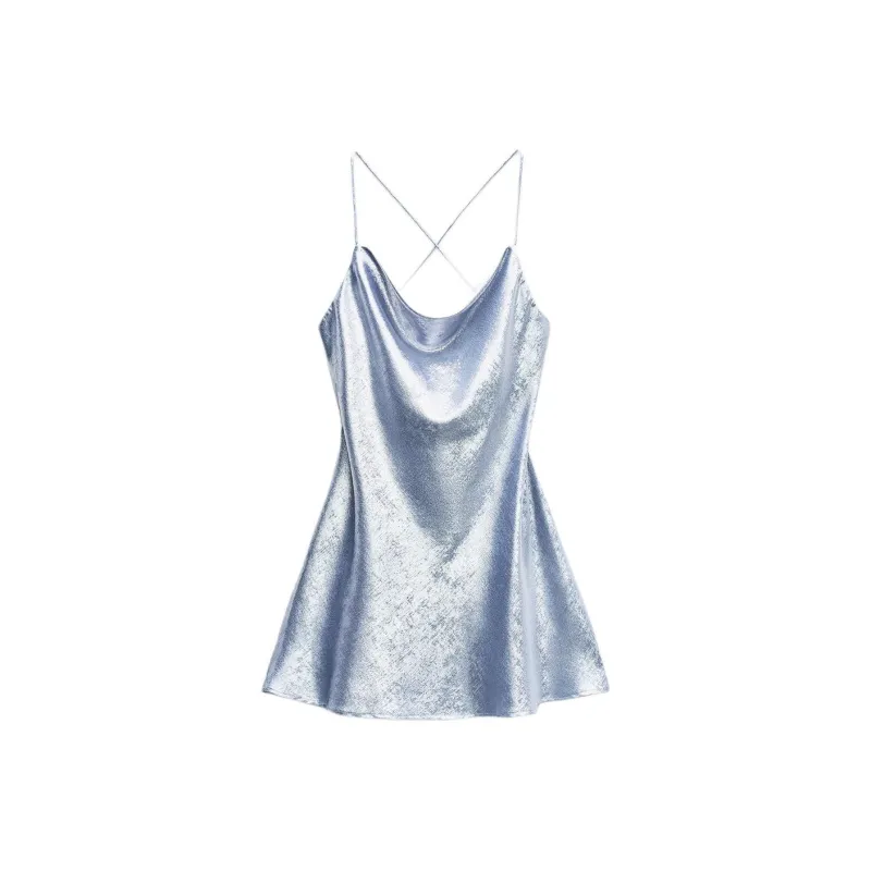 ZARA Slip Dress Women's Light Blue-0