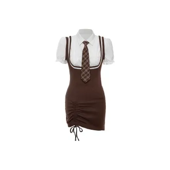 PLAY BUSH Short Sleeved Dress Women's Brown