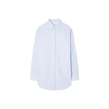 OFF WHITE Striped Cotton Poplin Shirtdress Blue/White