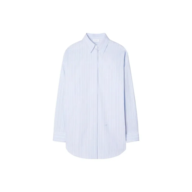 OFF WHITE Striped Cotton Poplin Shirtdress Blue/White-0