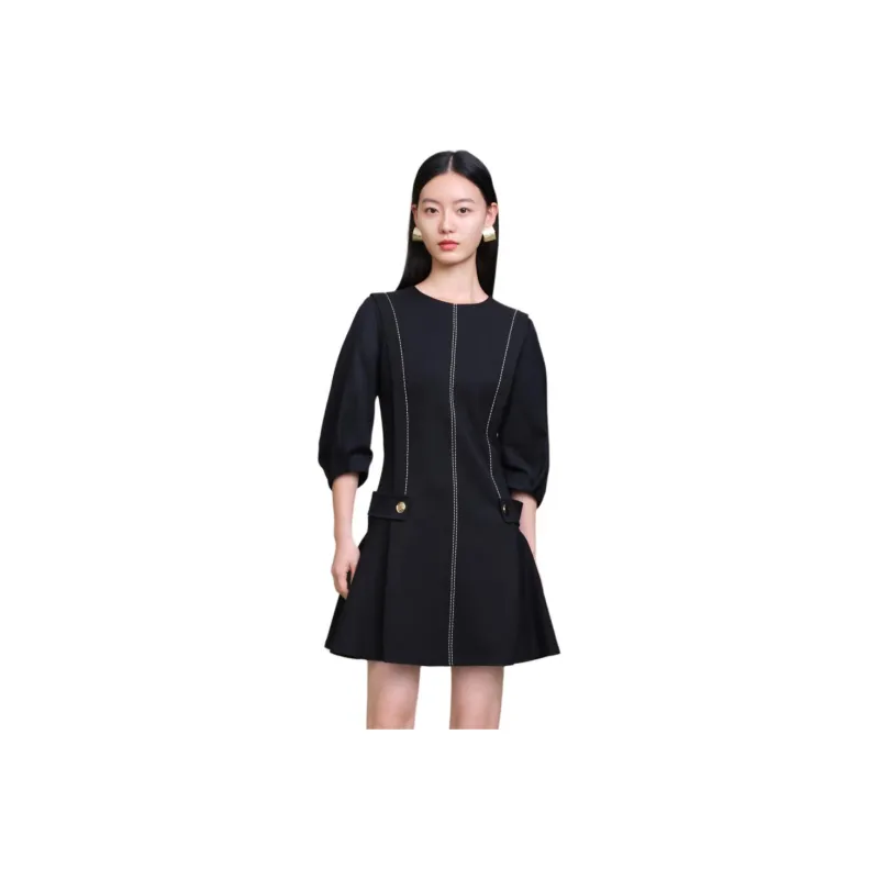 JZ. ANNAKRO Long Sleeved Dress Women's Floral Black-0