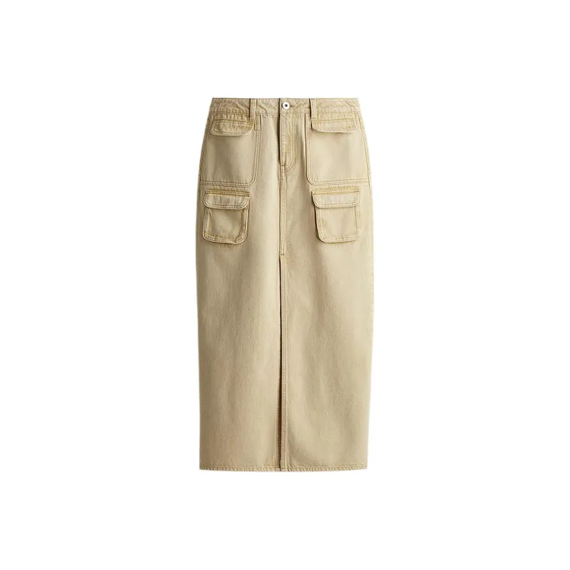 H&M Denim Long Skirt Women's Beige-0
