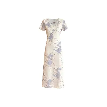 DOSOHEB Short Sleeved Dress Women's Light Yellow