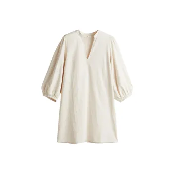 H&M Long-Sleeved Dresses Women's Natural White